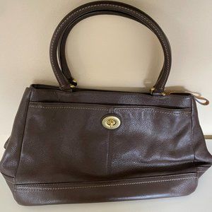 Coach Pebbled Leather F23280 Satchel Handbag Purse Brown